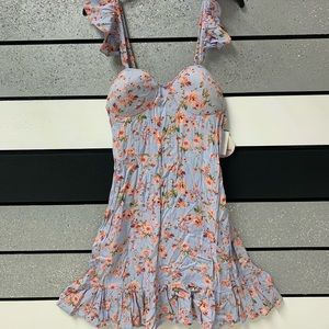 Dress baby blue and flowers